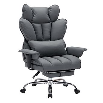 ANIXOL Big & Tall PU Leather Reclining Office Chair with Footrest