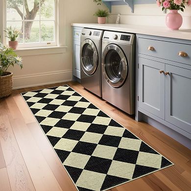 Modern Diamond Print Washable Rug - Soft Pearl Velvet Foldable Carpet for Living Room Entryway