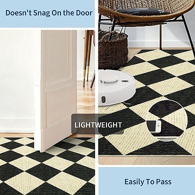 Modern Diamond Print Washable Rug - Soft Pearl Velvet Foldable Carpet for Living Room Entryway