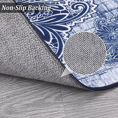 Machine Washable Rug Vintage Design Area Rugs with Non Slip Rugs for Living Room Bedroom