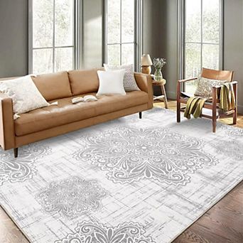 Machine Washable Rug Vintage Design Area Rugs with Non Slip Rugs for Living Room Bedroom