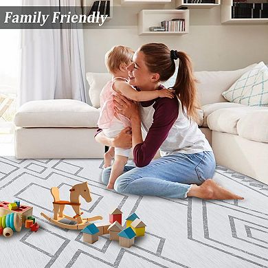 Washable Area Rug Modern Moroccan Living Room Rug Non Slip Accent Distressed Throw Rugs