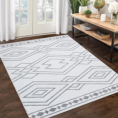 Washable Area Rug Modern Moroccan Living Room Rug Non Slip Accent Distressed Throw Rugs
