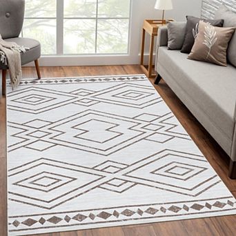 Washable Area Rug Modern Moroccan Living Room Rug Non Slip Accent Distressed Throw Rugs