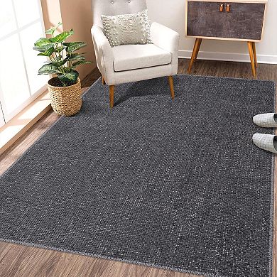 Washable Rug for Living Room Modern Solid Neutral Area Rugs Low Pile Soft Stain-Resistant Carpet