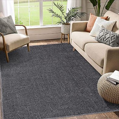 Washable Rug for Living Room Modern Solid Neutral Area Rugs Low Pile Soft Stain-Resistant Carpet