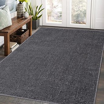 Washable Rug for Living Room Modern Solid Neutral Area Rugs Low Pile Soft Stain-Resistant Carpet
