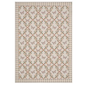 Washable Area Rug for Living Room, Soft Non Slip Botanical Floral Bedroom Rugs