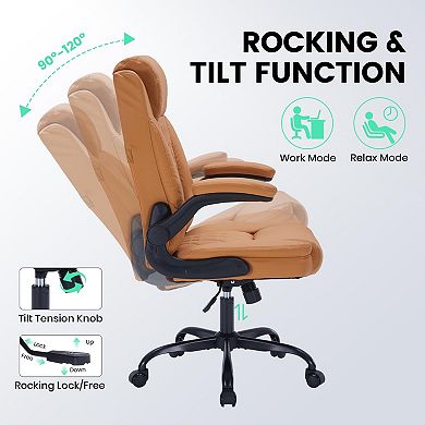 ANIXOL PU Leather Executive Office Chair with Flip-Up Arms