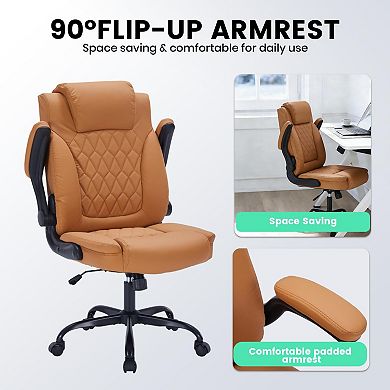 ANIXOL PU Leather Executive Office Chair with Flip-Up Arms