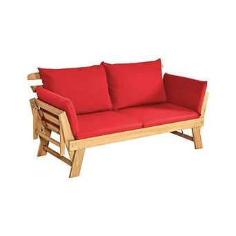 Acacia Wood Sofa With Adjustable Armrest