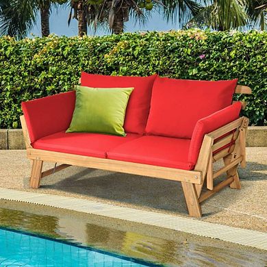 Acacia Wood Sofa With Adjustable Armrest