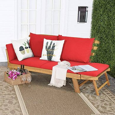 Acacia Wood Sofa With Adjustable Armrest