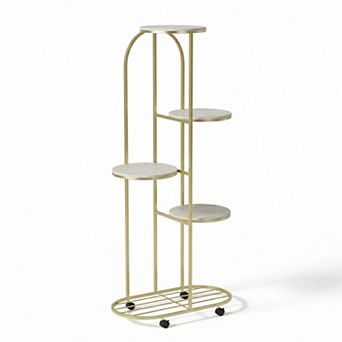ANIXOL Five Tier Metal Corner Plant Stand with Wheels