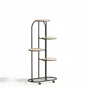 ANIXOL Five Tier Metal Corner Plant Stand with Wheels