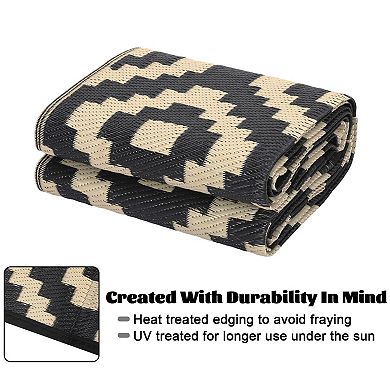 Outdoor Rug Waterproof Plastic Straw Rug Reversible Patio Carpet, Foldable Portable RV Camping Mat