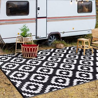 Outdoor Rug Waterproof Plastic Straw Rug Reversible Patio Carpet, Foldable Portable RV Camping Mat