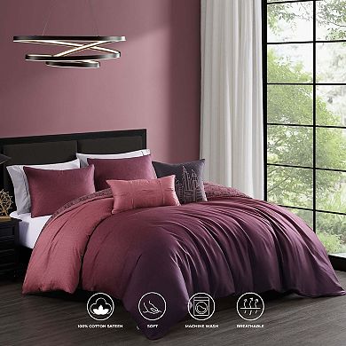 Bebejan Mauve Dreams 100 % Cotton Sateen 5 Piece Reversible Comforter Set