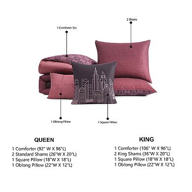 Bebejan Mauve Dreams 100 % Cotton Sateen 5 Piece Reversible Comforter Set