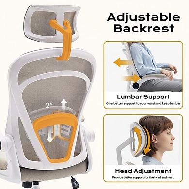ANIXOL Ergonomic High-Back Mesh Office Chair with Flip-Up Armrests & Headrest