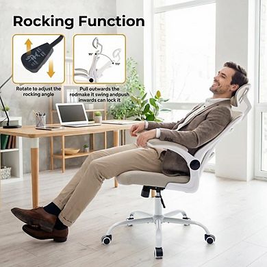 ANIXOL Ergonomic High-Back Mesh Office Chair with Flip-Up Armrests & Headrest