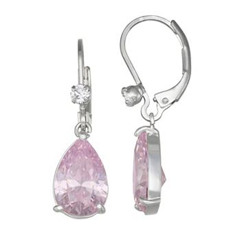 Napier Social Silver Tone Cubic Zirconia Teardrop Earrings