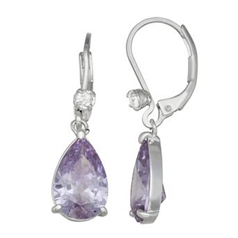 Napier Social Silver Tone Cubic Zirconia Teardrop Earrings