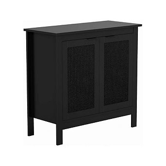 Farmhouse Console Cabinet With Rattan Doors