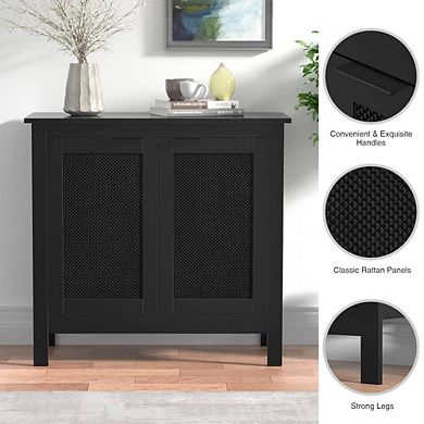 Farmhouse Console Cabinet With Rattan Doors