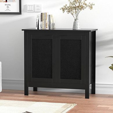 Farmhouse Console Cabinet With Rattan Doors
