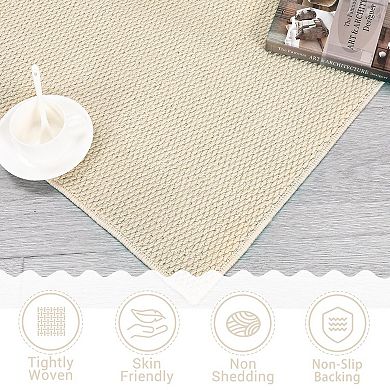 Modern Beige Washable Rug - Non Slip Low Pile Stain Resistant Carpet for Living Room Office