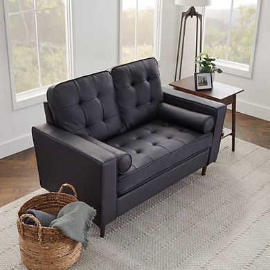 Buttonless Tufting Upholstered Studio Sofa