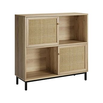 Rattan Console Cabinet With Sliding Doors