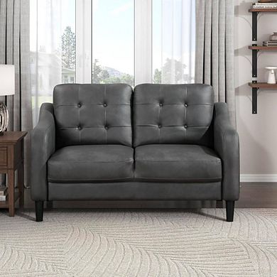 Gray Polished Microfiber Studio Sofa