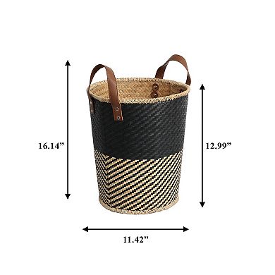 Sonoma Goods For Life® Two Tone Woven Storage Basket with Handles