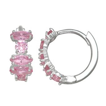 Napier Social Silver Tone Cubic Zirconia Hoop Earrings