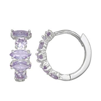 Napier Social Silver Tone Cubic Zirconia Hoop Earrings