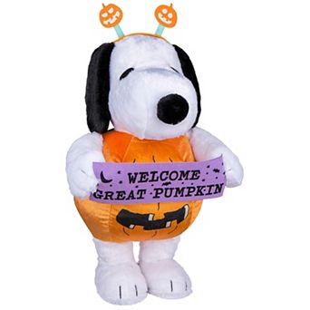 Peanuts Snoopy 21-inch Halloween Greeter Plush Toy with Welcome Banner
