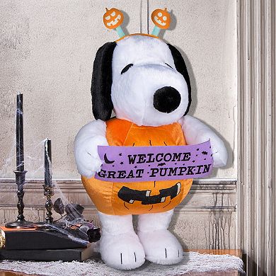 Peanuts Snoopy 21-inch Halloween Greeter Plush Toy with Welcome Banner