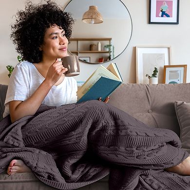 Lavish Home 60x80 Cable Knit Throw Blanket