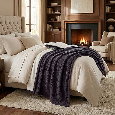 Lavish Home 60x80 Cable Knit Throw Blanket