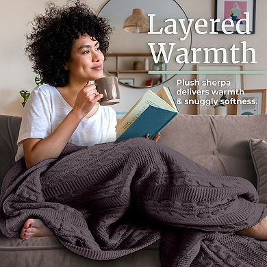 Lavish Home 60x80 Cable Knit Throw Blanket
