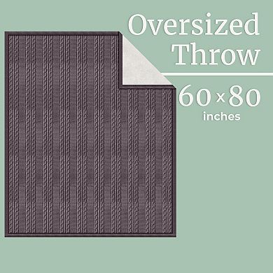 Lavish Home 60x80 Cable Knit Throw Blanket