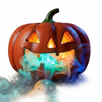LED Color Changing Smoking Pumpkin Outdoor Decor