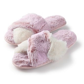 Roxoni Women's Cross Band Fur Slipper