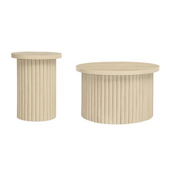 YQNUCO Coffee Table Set of 2, Round Modern Side Tables for Living Room, Apartment