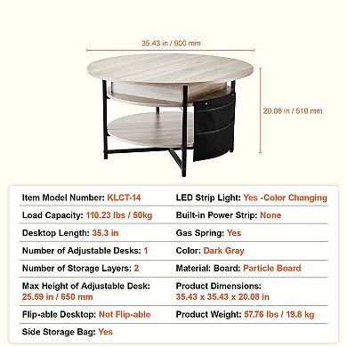 YQNUCO Coffee Table Set of 2, Round Modern Side Tables for Living Room, Apartment
