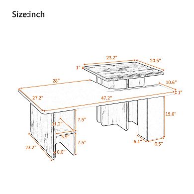 YQNUCO 2 Pack Nesting Coffee Tables, Wood Finish Coffee Table & Sofa Side Table for Living Room