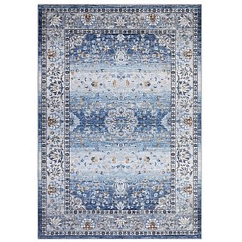 Vintage Medallion Area Rug Non Slip Vacuum Clean Ultra Thin Stain Resistant Carpet for Bedroom