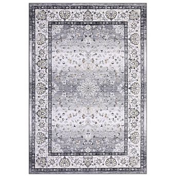 Vintage Medallion Area Rug Non Slip Vacuum Clean Ultra Thin Stain Resistant Carpet for Bedroom